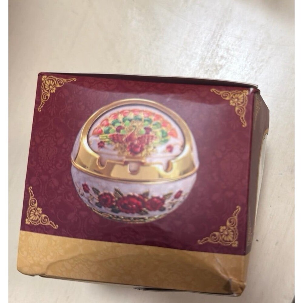 Antique Peacock Ashtray Luxe Ornament